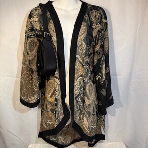 Boohoo Sheer Paisley Kimono Cardigan Boho Open Front Size 12
